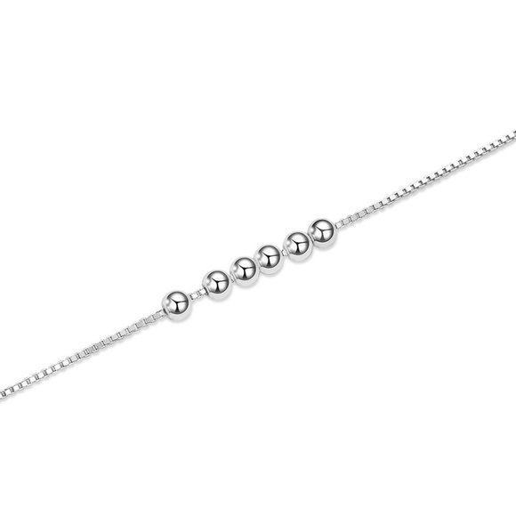 Dainty 925 Sterling Silver with Beads, beaded Chain Bracelet for Layering - Picture 2 of 6
